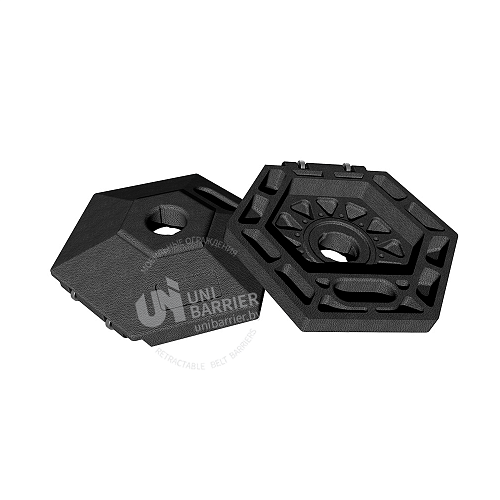 Стойка ограждения UniMaster-240 металлическая основание на колесиках желтая лента